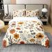 Set taie d'oreiller et housse de couette, 100% Coton, avec imprimé floral (tournesols), orange, dimensions 200x200 cm