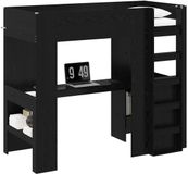 vidaXL Stapelbedframe met Bureau Zwart Eiken 80 x 200 cm