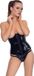 Black Level OV-Grosshandel Lak Corsage met bijpassende string - Zwart - XL