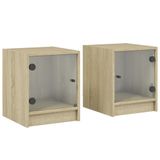 VidaXL Nachtkastjes met glazen deuren, set van 2, Sonoma eiken, 35x37x42 cm