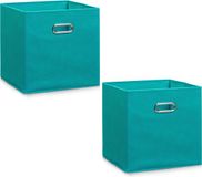 Zeller Opbergmand/kastmand - 6x - petrol - 28 x 28 cm - polyester