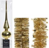 Kaemingk B.V. Décoration de Noël étoile en verre brillant 26 cm et guirlandes en aluminium paquet or