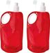 Merkloos / Sans marque Waterfles/drinkfles/sportbidon opvouwbaar - 2x - rood - kunststof - 770 ml - schroefdop - waterzak