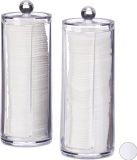 Merkloos Relaxdays Wattenschijfjeshouder - Set van 2 - Rond - Met Deksel - 20 x 7 cm - Transparant