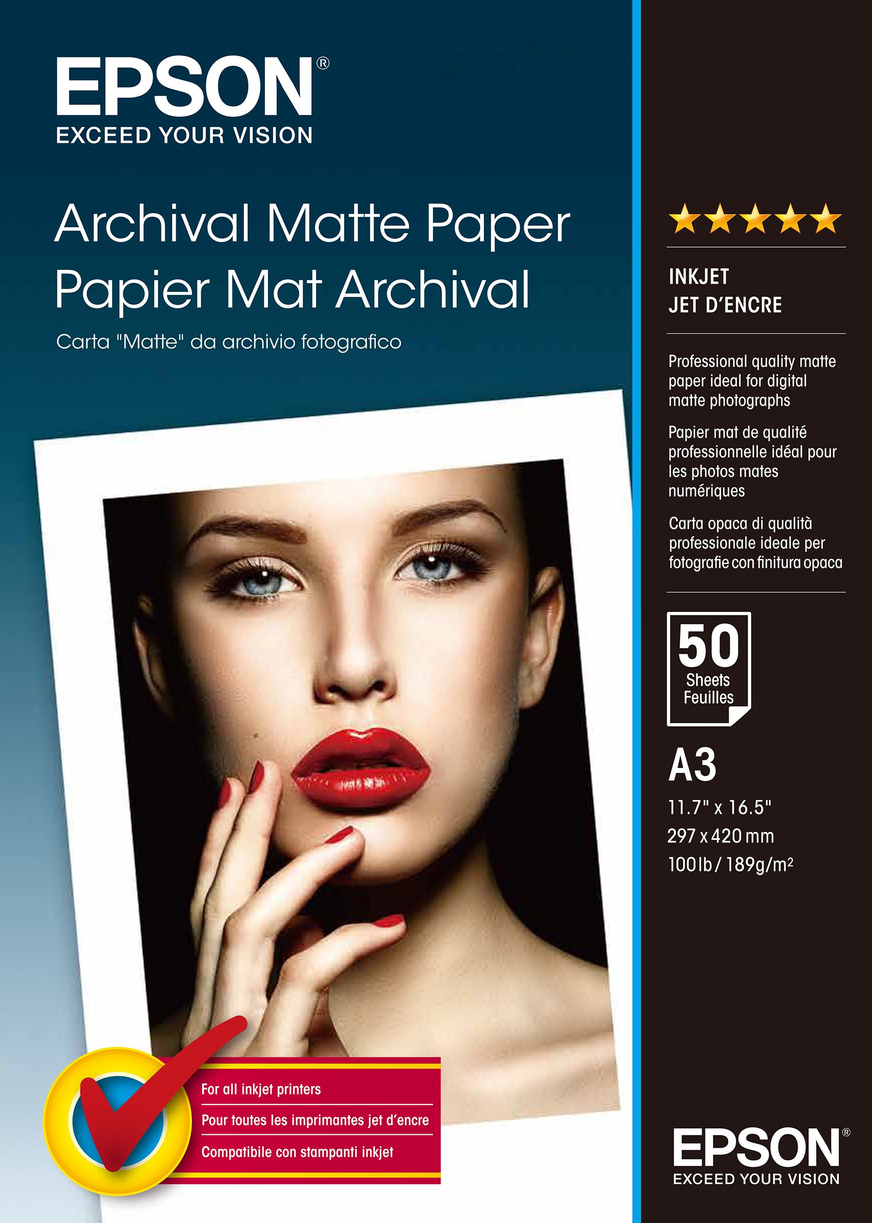 Epson Archival Matte Paper - A3 - 189 g/m² - 50 Sheets