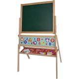 Eichhorn Magneet staande bord, kinderbord met 48 magneetletters, 10 krijten, spons, dubbelzijdig beschrijfbaar, met plank, draaibaar, 60-delig, 66x110 cm, van beukenhout, vanaf 3 jaar, kleurrijk