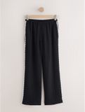 Next Dames Broek met wijde pijpen en borduursel zijkant - Tall - Zwart