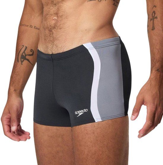 Speedo Solid Splice Aquashort Heren Zwemboxer - Zwart/Grijs - M