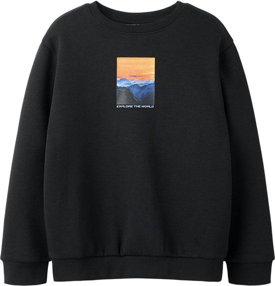 NAME IT Jongens Sweater Zwart Katoen/Polyester Maat 122/128