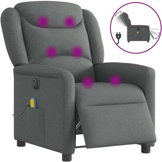 vidaXL Massagestoel elektrisch verstelbaar stof donkergrijs