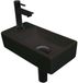 INK - Fonteinpack Porselein Links incl. Fonteinkraan - Design Sifon - Design Plug en Montageset - 360x180x90 Mm - Mat Zwart/mat Zwart