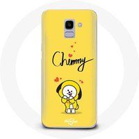 Maniacase Hoesje voor Samsung Galaxy A6 2018 BTS Bangtan Boys BT21 Chimmy Jimin Gele Achtergrond