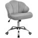 Yaheetech Chaise de bureau en forme de coquillage - Blanc Polyester et Métal