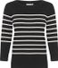 Kaffe KAlizza boatneck pullover Dames Trui - Black w. Chalk Stripe