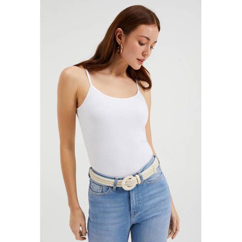 WE Fashion spaghettitop met biologisch katoen - wit