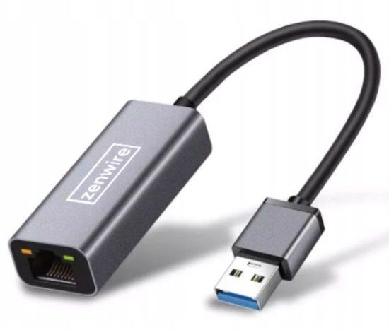 Zenwire USB-A naar Ethernet Adapter - 1000Mbps - RJ45 - Windows/Mac - 5Gbps - Gevlochten Nylon