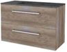 Basic Line Start 46 Badkamermeubelset - 100 x 46 cm - Met Grepen - 2 Lades - Hardstenen Wastafel - Zonder Kraangat - Scotch Oak