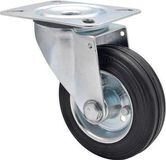 Merkloos / Sans marque WAGNER Soft zwenkwiel - diameter 100 mm, bouwhoogte 125 mm, stalen velg verzinkt, massief rubber, schroefplaat 85 x 105 mm, draagkracht 70 kg - 04610401