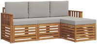 vidaXL Acacia Hout Buiten Bank Set 4-delig Natuurlijk en Lichtgrijs