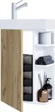VCM set de 2 meubles de salle de bain lavabo pour invités petit étroit Lumia chêne blanc/miel