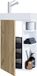 VCM set de 2 meubles de salle de bain lavabo pour invités petit étroit Lumia chêne blanc/miel