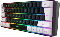 HXSJ V700 - Clavier de jeu filaire - RGB - 61 touches - QWERTY - Noir Blanc