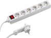 Meister Multiprise 6 prises - Fiche extra plate - Câble de 2 m - Blanc - IP20 intérieur