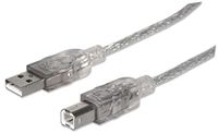 Manhattan USB-A naar USB-B-kabel, 1,8 m, doorschijnend zilver