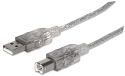 Manhattan USB-A naar USB-B-kabel, 1,8 m, doorschijnend zilver