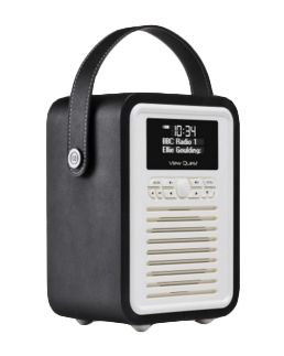 View Quest Retro Mini Draagbare Radio met DAB, Bluetooth en LCD Display - Zwart/Wit