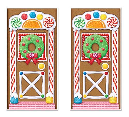 Beistle Gingerbread House Door Covers - 2 Pack - Christmas Party Supplies - 30" x 5' - Multicolor