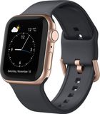By Qubix - Soft siliconen bandje met gespsluiting - Donkergrijs - Geschikt voor Apple Watch 44mm / 45mm / 46mm / 49mm