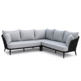 BUITEN living Palermo hoek loungeset 5 personen | aluminium + touw | Stone Grey | 4-delig - 230x230cm