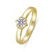 Lucardi Dames ring met zirkonia - Ring - Cadeau - 14 Karaat Goud - Geelgoud