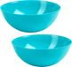 Plasticforte Serveerschaal/Saladeschaal - 2x stuks - D25 x H10 cm - kunststof - blauw - 2,5 liter