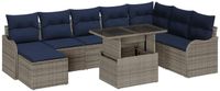 vidaXL - Tuinbank - Set - 9 - st - Grijs - Poly - rattan