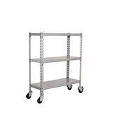 Simon Rack Metalen stelling met wielen 975x800x300 mm - Simonclick | 3 niveaus, Metalen legbord, 75 kg buigbelasting, Corrosiewerende coating, Montage met kliksysteem, Gegalvaniseerd