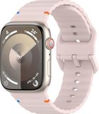 By Qubix Wave Sportband Roze Siliconen voor Apple Watch 44mm/45mm/46mm/49mm
