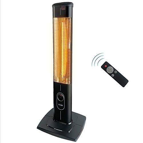 ICQN 2300 watt staande warmtestraler, 4 warmtestanden met afstandsbediening, koolstof-infraroodstraler voor binnen en buiten, terrasstraler, digitaal display (standaard 2300 W)