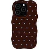 Selencia Vivid Wavy Backcover met MagSafe voor de Apple iPhone 15 Pro - Happy Dots Chocolate