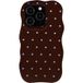 Selencia Vivid Wavy Backcover met MagSafe voor de Apple iPhone 15 Pro - Happy Dots Chocolate
