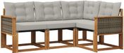 vidaXL Lounge set d'angle 4 pièces Acier inoxydable naturel et gris clair