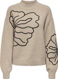 JDY Jacqueline de Yong Trui Jdyjella L/s Flower Pullover Knt 15344518 Cement/melange Dames Maat - L