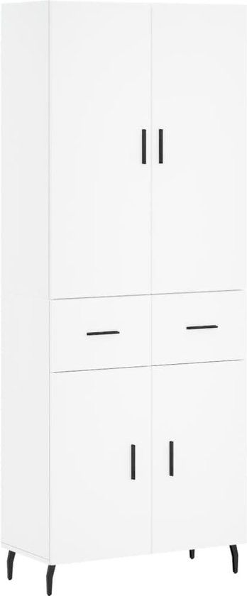 vidaXL Hoge kast 69,5x34x180 cm bewerkt hout wit