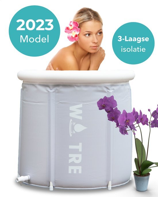 Wotre WOTRE® Zitbad - Bath Bucket - Wim Hof Methode - Zitbad voor volwassenen - Mobiele badkuip - Grijs - 180L