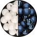 Decoris Kaemingk B.V. 32x stuks kunststof kerstballen mix van wit en donkerblauw 4 cm