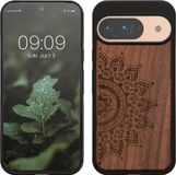 kwmobile Houten Telefoonhoesje voor Google Pixel 9 / Pixel 9 Pro - Donkerbruin Opkomende Zon
