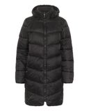 KAFFE Kaffe Puffer Coat voor dames, hoge kraag, capuchon, middelgroot, ritssluiting, regular fit, jas voor dames, Black Deep