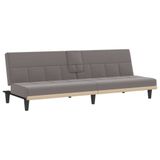 VidaXL Slaapbank met bekerhouders stof taupe