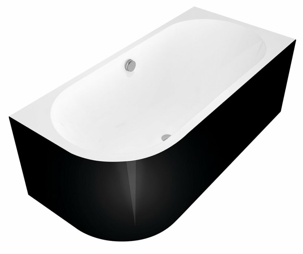 Polysan Astra Monolith hoekbad rechts 160x75 zwart - wit